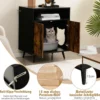Katzenschrank Katzentoilette Katzenhaus mit Doppeltüren & Eingang 60 x 45 x 75 cm Schwarz + Natur