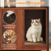 Katzenschrank mit Bücherregal Ladestation 3 Ebenen Kratzmatte & Eingang 80 x 40 x 132cm Walnuss