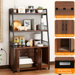 Katzenschrank mit Bücherregal Ladestation 3 Ebenen Kratzmatte & Eingang 80 x 40 x 132cm Walnuss
