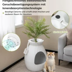 Katzentoilette intelligente Geruchsentfernung & Sterilisation Blumentopf-Stil Türvorhang 63L Katzenklo für Katzen