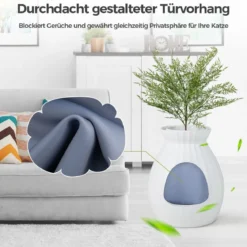 Katzentoilette intelligente Geruchsentfernung & Sterilisation Blumentopf-Stil Türvorhang 63L Katzenklo für Katzen
