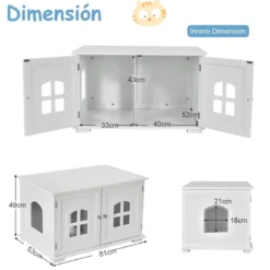 Katzentoilettengehäuse Katzenhaus mit Doppeltüren und Fenstern Dekorative Katzentoilette