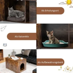Katzentoiletten-Gehäuse mit Türen & abnehmbarer Zwischenwand 80 x 52,5x 49 cm Braun