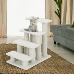 Katzentreppe 2-in-1 Lamm Kaschmir Haustiertreppe Beige 61 x 40 x 60 cm