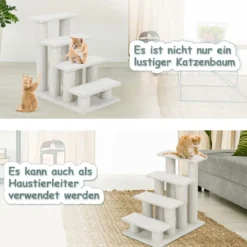 Katzentreppe 2-in-1 Lamm Kaschmir Haustiertreppe Beige 61 x 40 x 60 cm