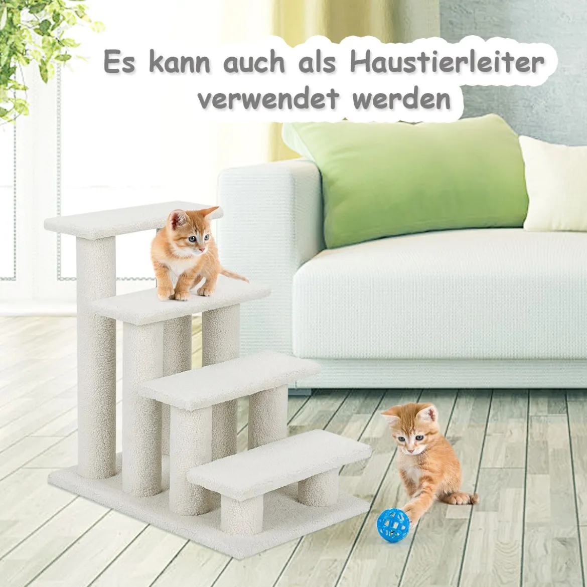 Katzentreppe 2-in-1 Lamm Kaschmir Haustiertreppe Beige 61 x 40 x 60 cm