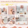 Kaufladen 30TLG. Kaufmannsladen Holz mit Verkaufsautomat & Kasse & Kaffeemaschine Rosa