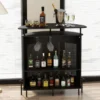 Küche Bartisch mit Stauraum & Fußstütze & verstellbare Füße Küchentheke Theke Bar schwarz