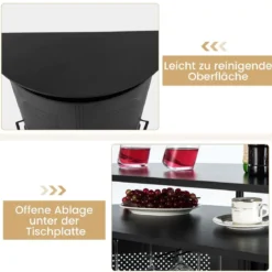 Küche Bartisch mit Stauraum & Fußstütze & verstellbare Füße Küchentheke Theke Bar schwarz