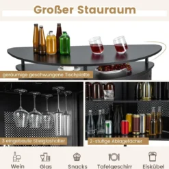 Küche Bartisch mit Stauraum & Fußstütze & verstellbare Füße Küchentheke Theke Bar schwarz