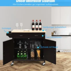 Kücheninsel Servierwagen mit Schubladen 110 x 48 x 90 cm Braun