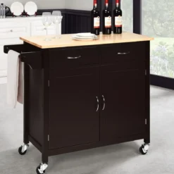 Kücheninsel Servierwagen mit Schubladen 110 x 48 x 90 cm Braun
