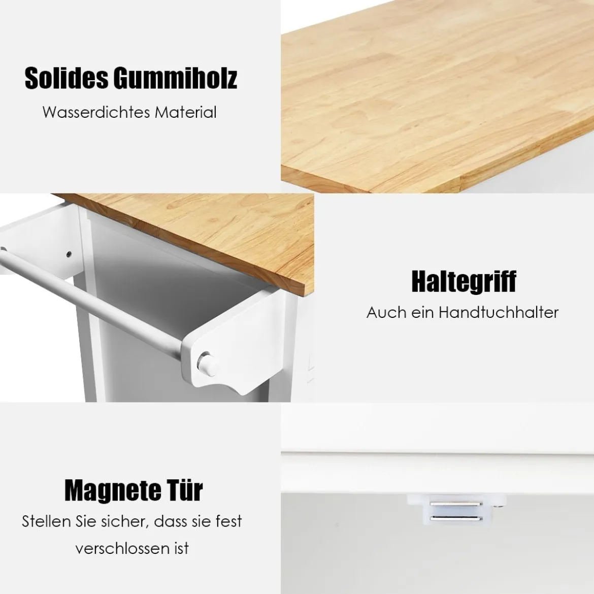 Kücheninsel Servierwagen mit Schubladen 110 x 48 x 90 cm Weiß