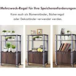 Küchenregal für Mikrowelle Küchenwagen mit Rollen 60 x 40 x 98 cm Braun
