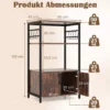 Küchenregal mit Schrank 3-stöckiger Bäckerregal mit 2 offenen Ablagen & 10 Haken 60 x 40 x 100 cm Braun