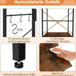 Küchenregal mit Steckdose & Offenen Regalen & 10 Aufhängehaken Standregal Mikrowellenregal