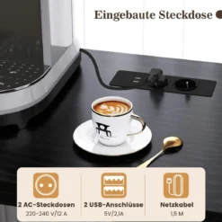Küchenregal mit Steckdose Weinregal für 9 Flaschen Standregal mit Schrank Schwarz/Rustikales Braun