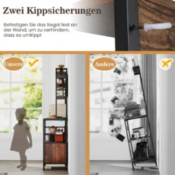 Küchenregal mit Steckdose Weinregal für 9 Flaschen Standregal mit Schrank Schwarz/Rustikales Braun