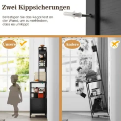 Küchenregal mit Steckdose Weinregal für 9 Flaschen Standregal mit Schrank Schwarz/Rustikales Braun