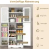 Küchenschrank aus Holz mit 2 Türen gehärtetem Glas & Regalen Hochschrank Weiß