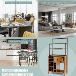 Küchenschrank 160cm Buffetschrank mit Weinregal für 18 Weinflaschen und Schublade 74 x 40 x 160 cm