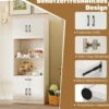 Küchenschrank 168 cm Buffetschrank mit Ladestation 1 USB & 1 Typ-C Vorratsschrank Küche mit 4 Türen Weiß