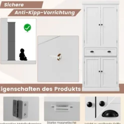 Küchenschrank 183 cm Buffetschrank aus Holz mit Verstellbarer Regalen