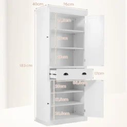 Küchenschrank 183 cm Buffetschrank aus Holz mit Verstellbarer Regalen