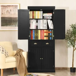 Küchenschrank 183 cm Buffetschrank aus Holz mit Verstellbarer Regalen