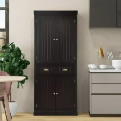 Küchenschrank 183 cm Buffetschrank aus Holz mit Verstellbarer Regalen