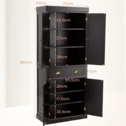 Küchenschrank 183 cm Buffetschrank aus Holz mit Verstellbarer Regalen