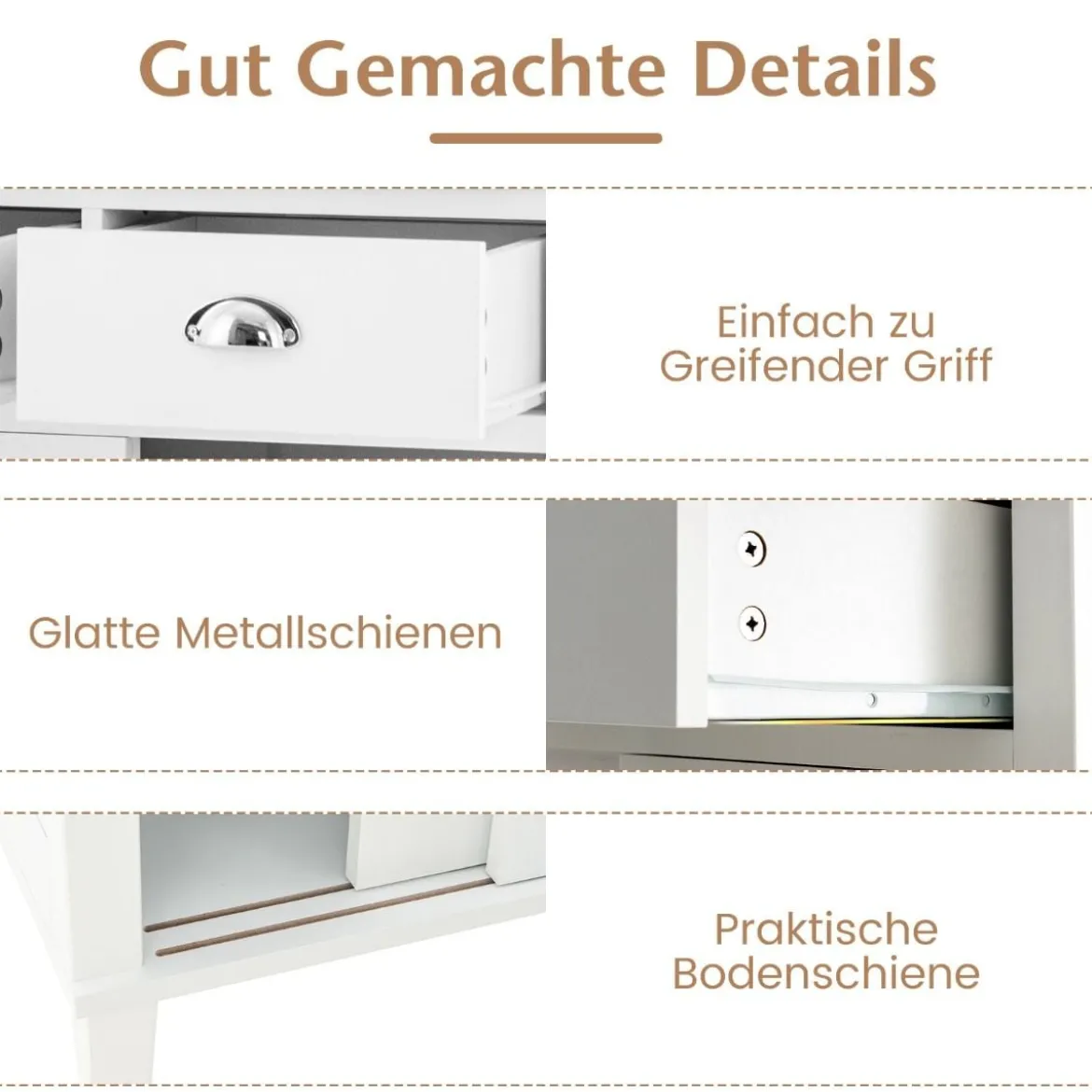 Küchenschrank Freistehender Buffetschrank mit Schiebetüren 76 x 47 x 170 cm Weiß