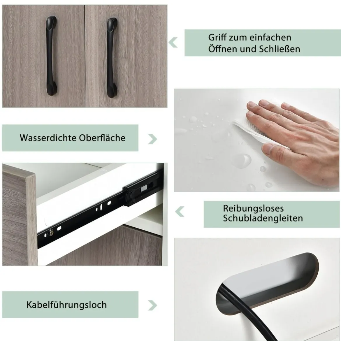 Küchenschrank Hochschrank Holz mit Schublade Verstellbare Einlegeböden 60 x 40 x 180 cm Weiß