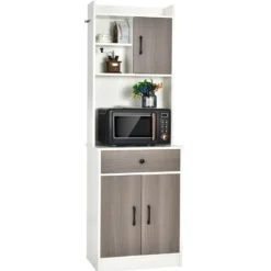 Küchenschrank Hochschrank Holz mit Schublade Verstellbare Einlegeböden 60 x 40 x 180 cm Weiß