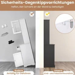 Küchenschrank Hochschrank mit 4 Türen & 2 Schubladen & Arbeitsplatte & 2 Schränken 80 x 40 x 170 cm Schwarz