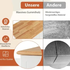 Küchenschrank Holz Kücheninsel mit 5 versteckten Rollen Küchenwagen mit Arbeitsplatte 127 x 46 x 91,5 cm Weiß