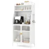 Küchenschrank Küchenbuffet mit Steckbrett & verstellbarem Regal 76 x 36 x 161 cm Weiß