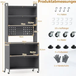 Küchenschrank mit 6 Ebenen Buffet-Schrank mit Regal freistehendes Backregal mit Stauraum Schwarz/Weiß