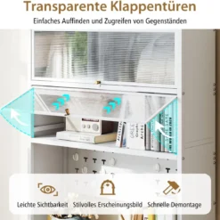 Küchenschrank mit 6 Ebenen Buffet-Schrank mit Regal freistehendes Backregal mit Stauraum Schwarz/Weiß