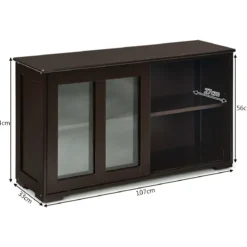 Küchenschrank mit Glasschiebetüren & Verstellbarem Ablage Sideboard Braun