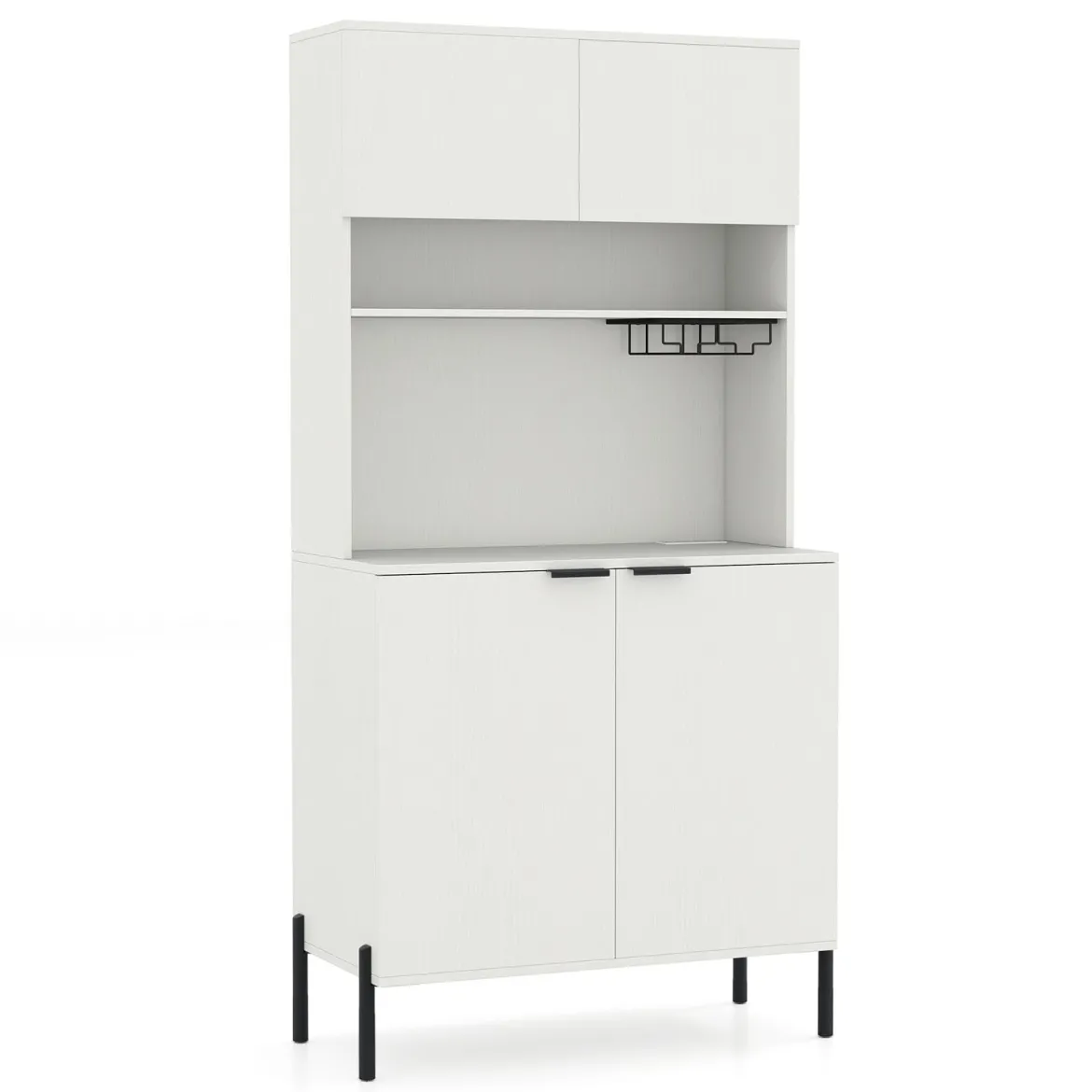 Küchenschrank mit Ladestation 164 cm hoher Weinschrank mit Weinglashalter Buffet-Sideboard Weiß