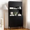 Küchenschrank mit Ladestation 164 cm hoher Weinschrank mit Weinglashalter Buffet-Sideboard Schwarz
