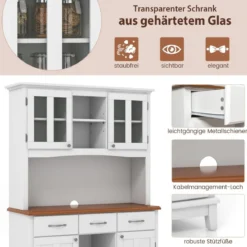 Küchenschrank mit 3 Schubladen & Weinregal & Offenen Regalen & Arbeitsplatte