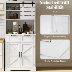 Küchenschrank mit Steckdose hoher Mehrzweckschrank mit Türen Schubladen & verstellbarem RegalWeiß