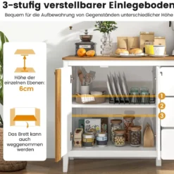 Küchenschrank mit 2 Türen & 3 Schubladen Holz Sideboard Buffetschrank 106 x 40 x 80 cm