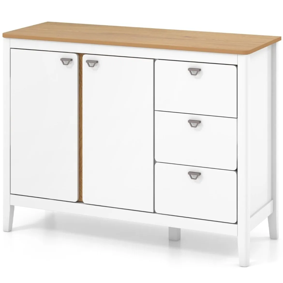 Küchenschrank mit 2 Türen & 3 Schubladen Holz Sideboard Buffetschrank 106 x 40 x 80 cm