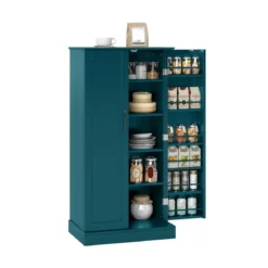 Küchenschrank mit 2 Türen & 6 Verstellbaren Einlegeböden Vorratsschrank 60 x 40 x 120,5 cm
