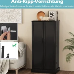 Küchenschrank mit 2 Türen & 6 Verstellbaren Einlegeböden Vorratsschrank 60 x 40 x 120,5 cm