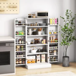 Küchenschrank mit 2 Türen & 6 Verstellbaren Einlegeböden Vorratsschrank 60 x 40 x 120,5 cm