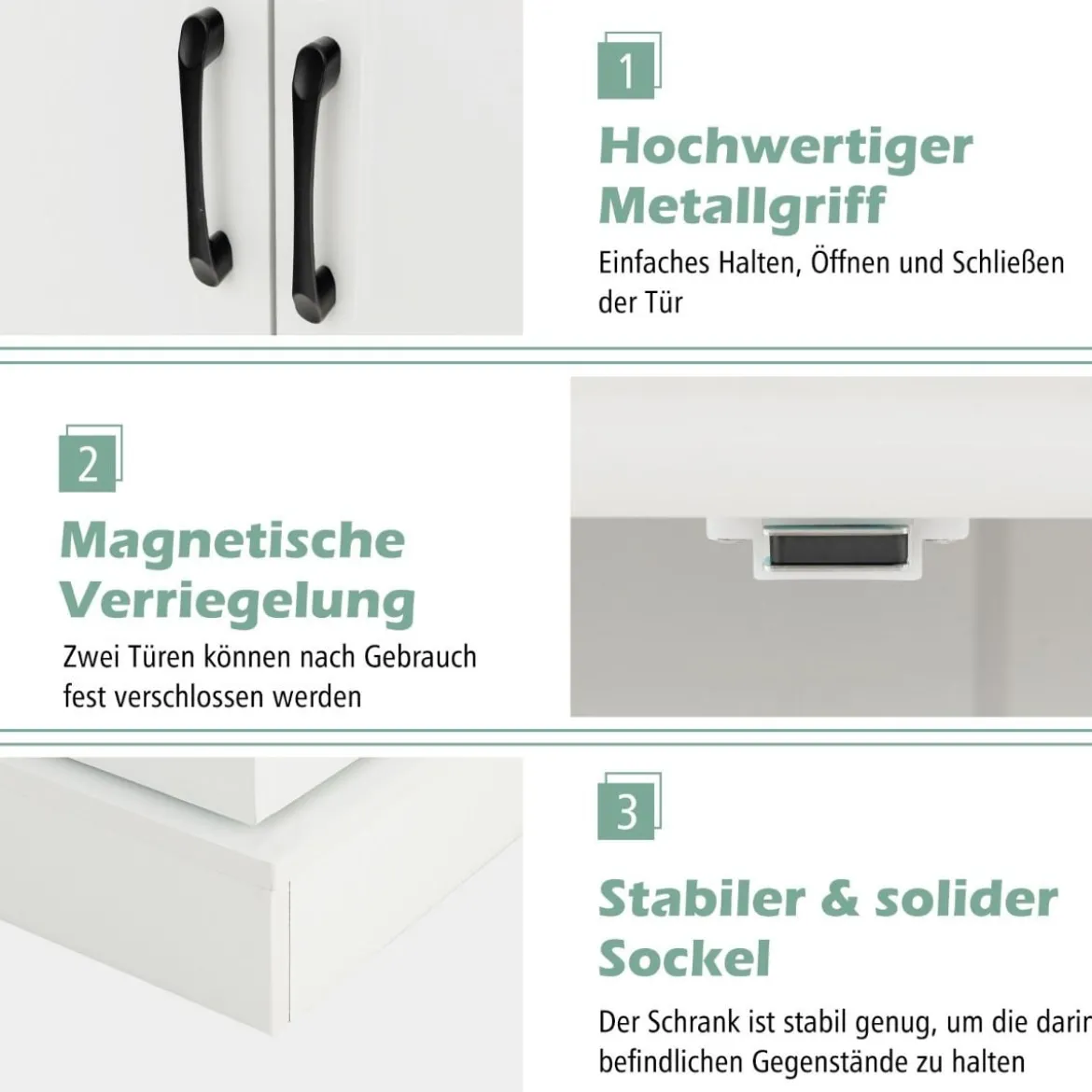 Küchenschrank mit 2 Türen & 6 Verstellbaren Einlegeböden Vorratsschrank 60 x 40 x 120,5 cm